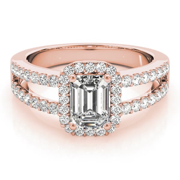 Halo Emerald Engagement Ring, style 83494, On hand view in rose gold