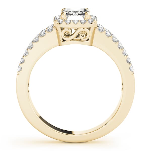 Halo Emerald Engagement Ring, style 83494, Side view in yellow gold