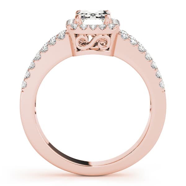 Halo Emerald Engagement Ring, style 83494, Side view in rose gold