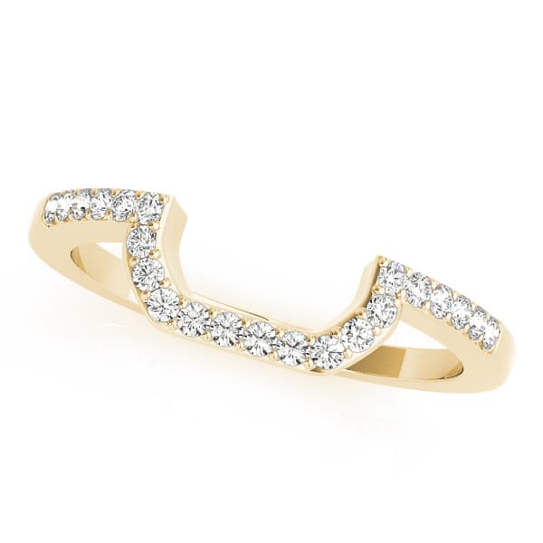 Prong Set Curved Wedding Bands (0.19 ct. tw.), Front view in yellow gold