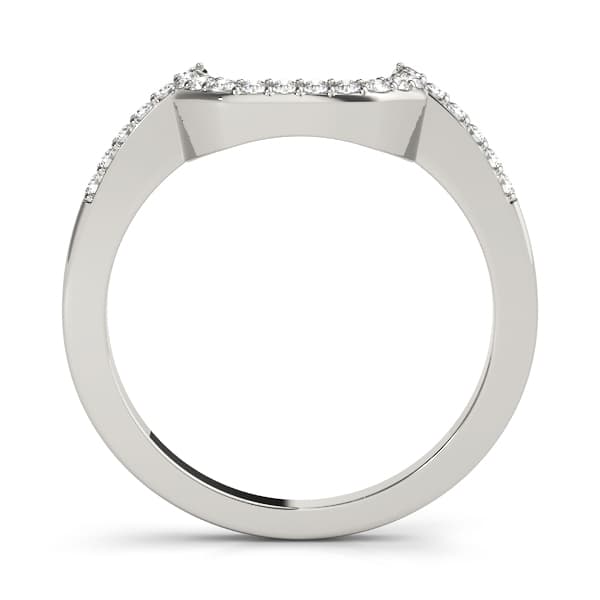 Prong Set Curved Wedding Bands (0.16 ct. tw.), Side view in white gold or platinum
