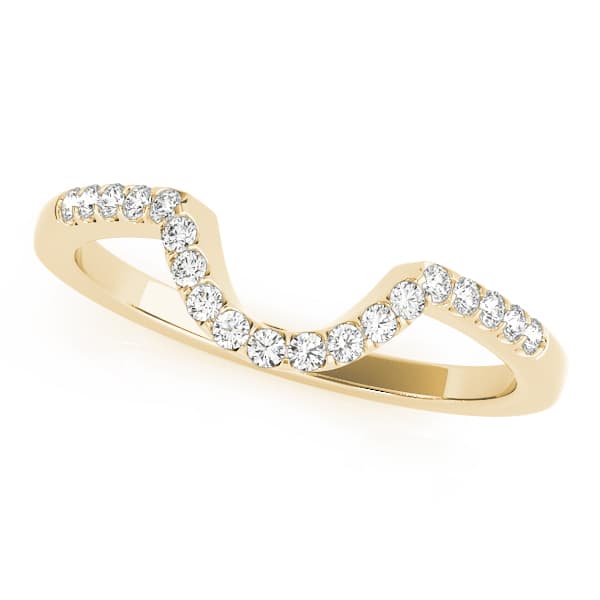Prong Set Curved Wedding Bands (1/8 ct. tw.), Front view in yellow gold
