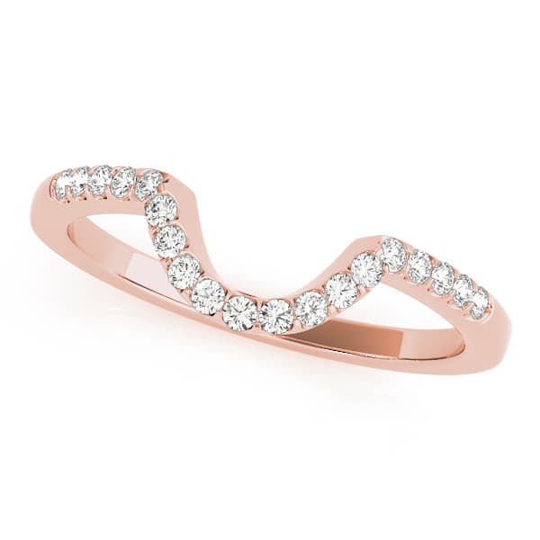 Prong Set Curved Wedding Bands (1/8 ct. tw.), Front view in rose gold