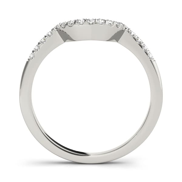 Prong Set Curved Wedding Band (0.16 ct. tw.), Side view in white gold or platinum