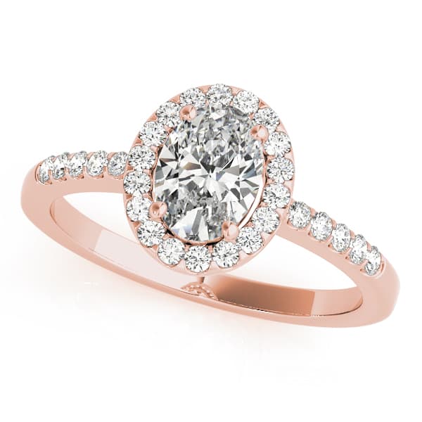 Single Row Oval Halo Engagement Ring, style 83497, Front view in rose gold
