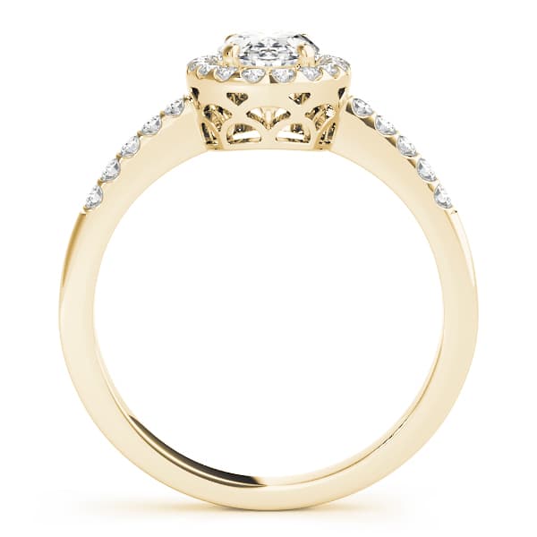 Single Row Oval Halo Engagement Ring, style 83497, Side view in yellow gold