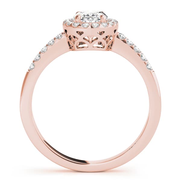 Single Row Oval Halo Engagement Ring, style 83497, Side view in rose gold