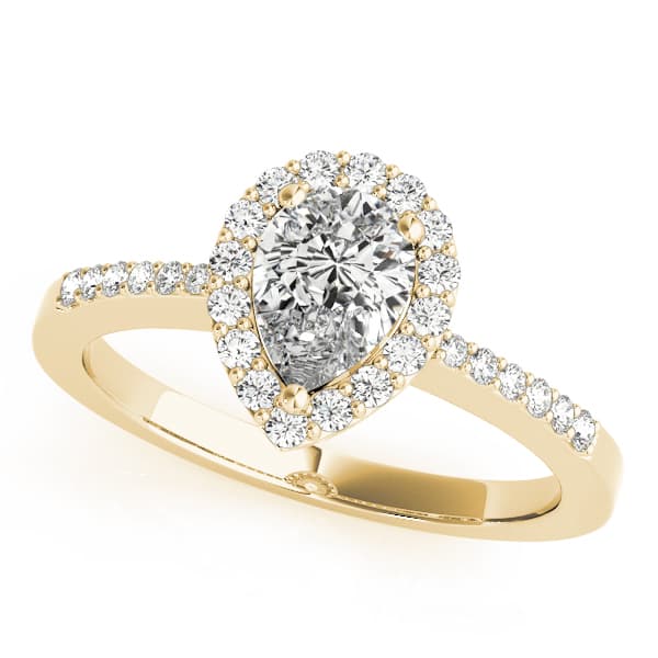 Single Row Accented Halo Engagement Ring, style 83498, Front view in yellow gold