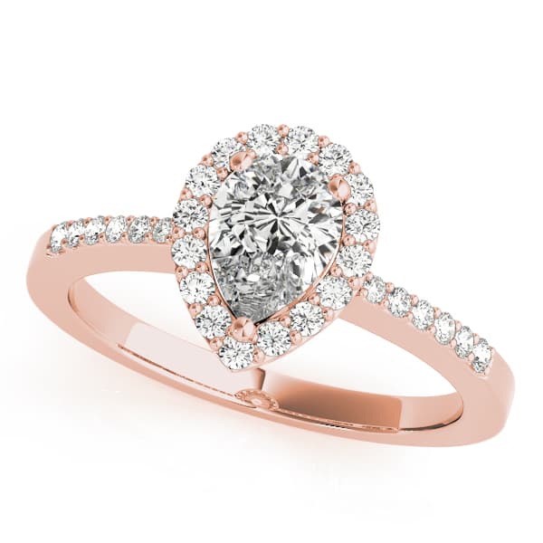 Single Row Accented Halo Engagement Ring, style 83498, Front view in rose gold