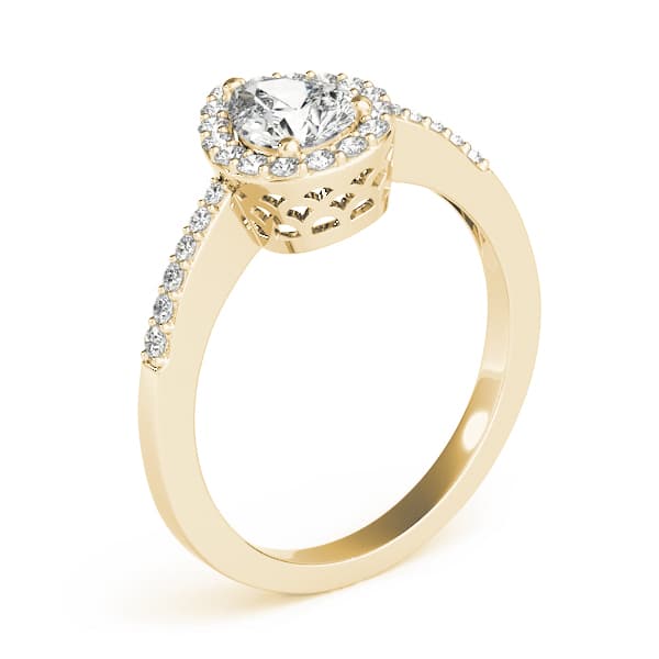 Single Row Accented Halo Engagement Ring, style 83498, Angle view in yellow gold