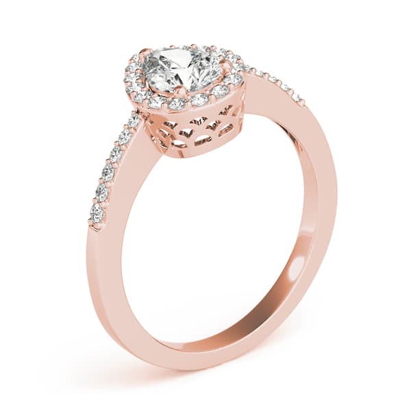 Single Row Accented Halo Engagement Ring, style 83498, Angle view in rose gold