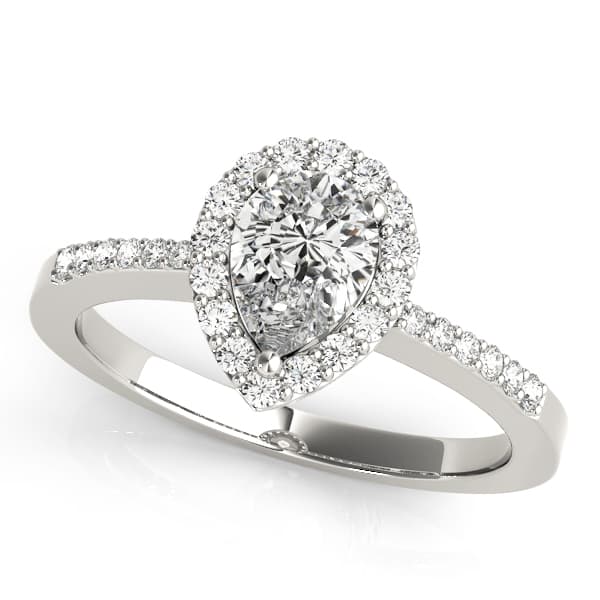 Single Row Accented Halo Engagement Ring — style 83498 in 10k White Gold