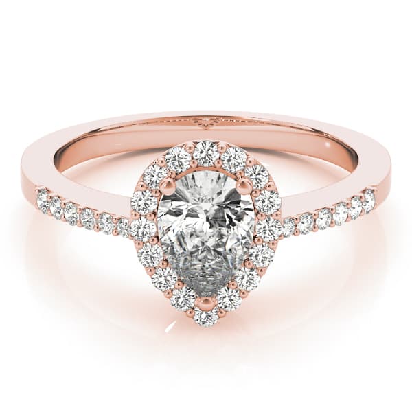 Single Row Accented Halo Engagement Ring, style 83498, On hand view in rose gold