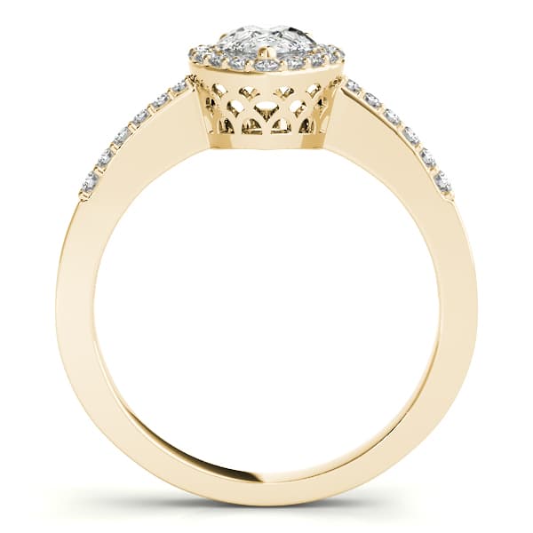 Single Row Accented Halo Engagement Ring, style 83498, Side view in yellow gold