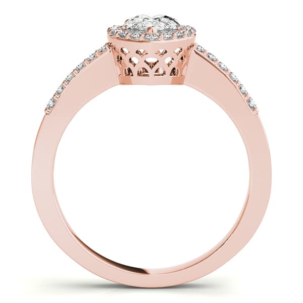 Single Row Accented Halo Engagement Ring, style 83498, Side view in rose gold