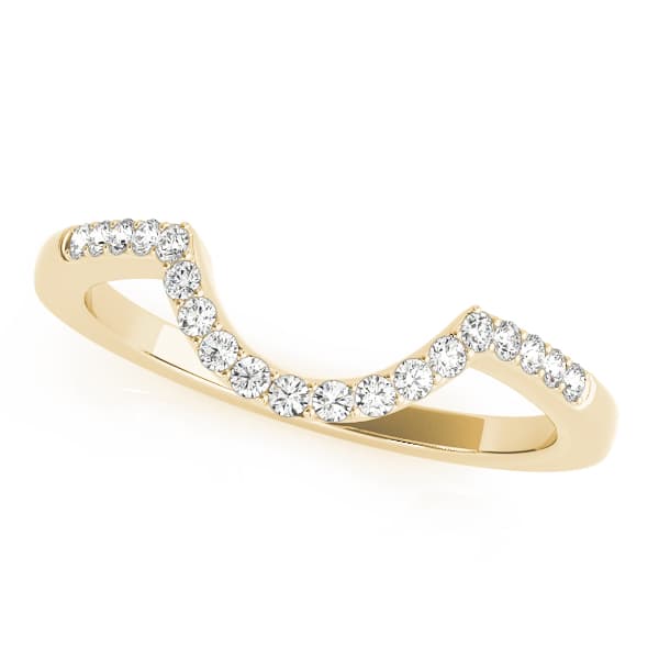 Single Row Curved Wedding Band (1/8 ct. tw.), Front view in yellow gold