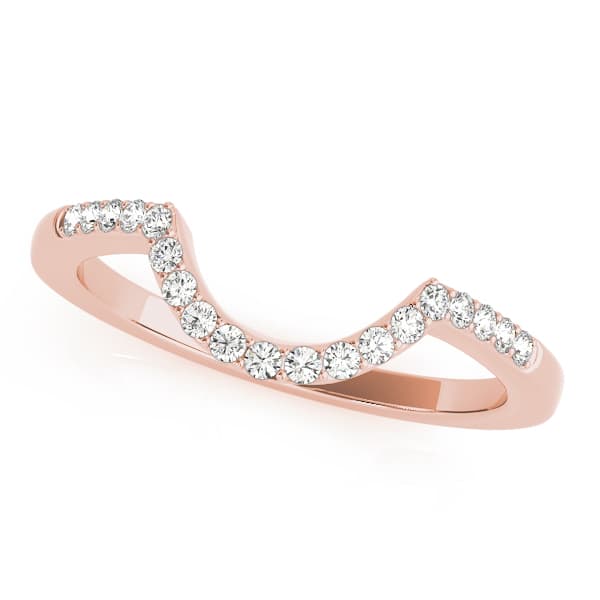 Single Row Curved Wedding Band (1/8 ct. tw.), Front view in rose gold