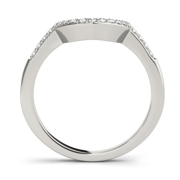 Single Row Curved Wedding Band (1/8 ct. tw.), Side view in white gold or platinum