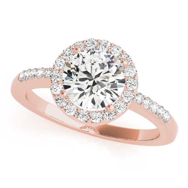 Single Row Halo Engagement Ring, style 83499, Front view in rose gold