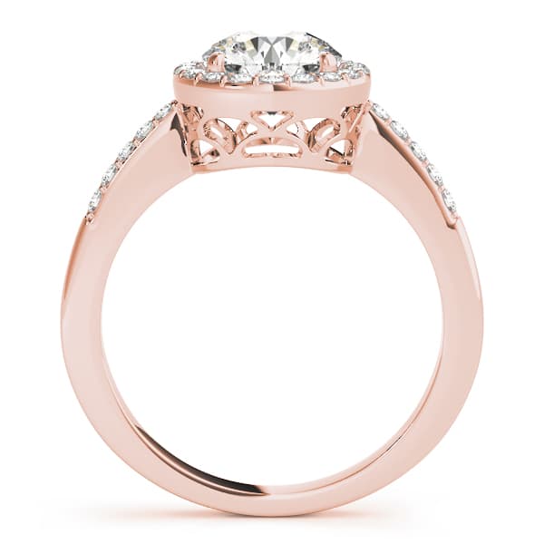 Single Row Halo Engagement Ring, style 83499, Side view in rose gold