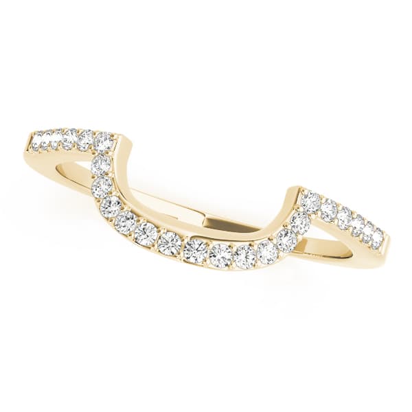 Shared Prong Curved Wedding Band (1/8 ct. tw.), Front view in yellow gold