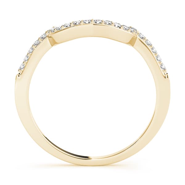 Shared Prong Curved Wedding Band (1/8 ct. tw.), Side view in yellow gold
