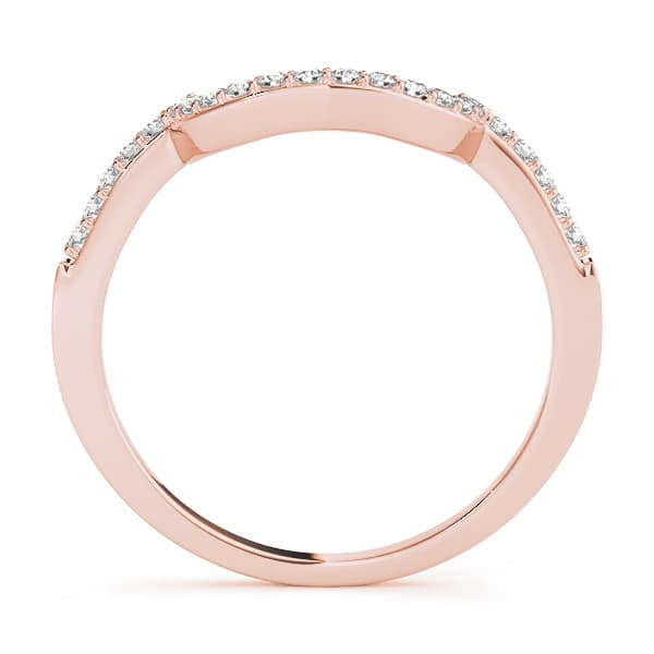 Shared Prong Curved Wedding Band (0.16 ct. tw.), Side view in rose gold