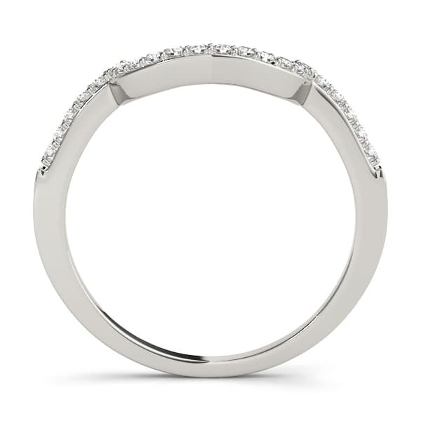 Shared Prong Curved Wedding Band (1/8 ct. tw.), Side view in white gold or platinum