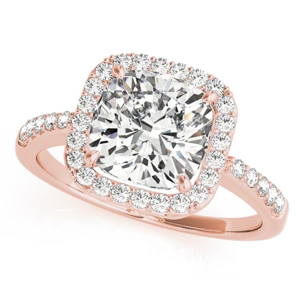 Single Row Halo Cushion Engagement Ring, style 83503, Front view in rose gold