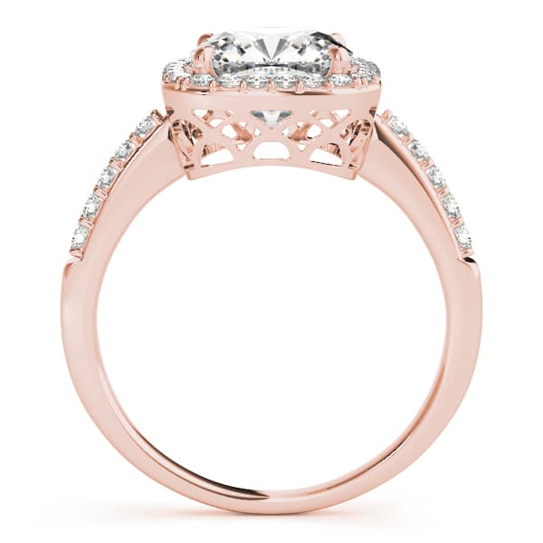 Single Row Halo Cushion Engagement Ring, style 83503, Side view in rose gold