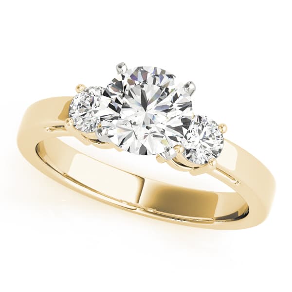 3-Stone Prong Set Engagement Ring, style 83512, Front view in yellow gold