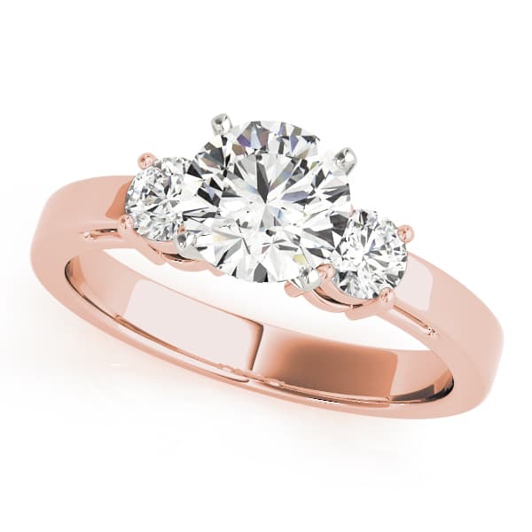 3-Stone Prong Set Engagement Ring, style 83512, Front view in rose gold