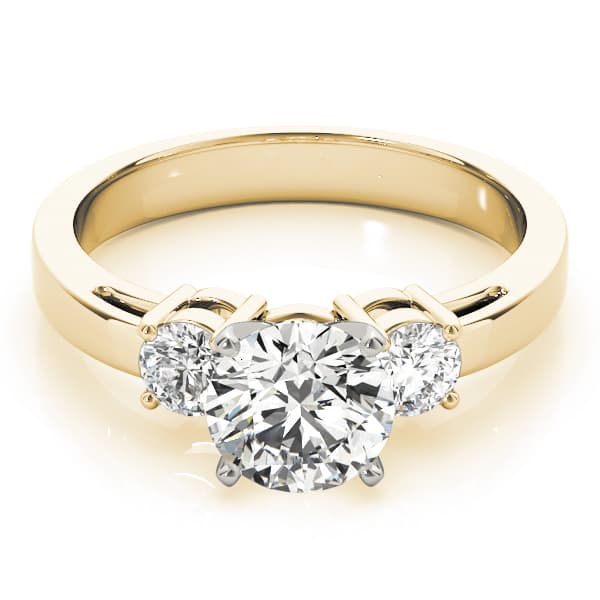 3-Stone Prong Set Engagement Ring, style 83512, On hand view in yellow gold