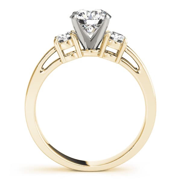 3-Stone Prong Set Engagement Ring, style 83512, Side view in yellow gold