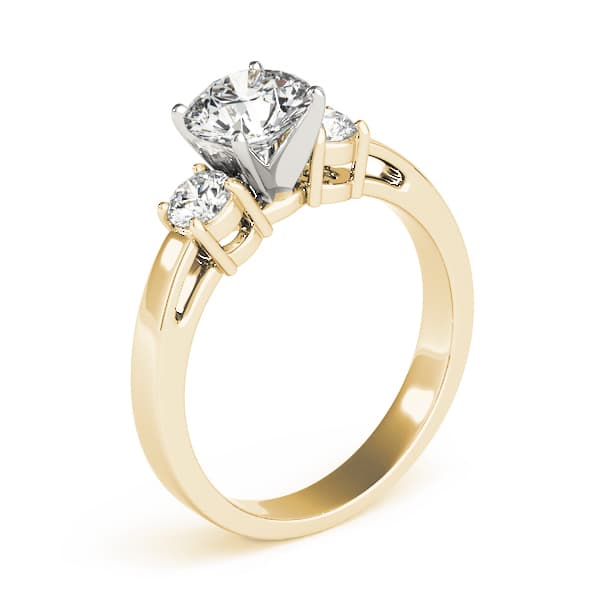 3-Stone Prong Set Engagement Ring, style 83512, Top view in yellow gold