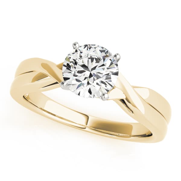 Solitaire Twisted Engagement Ring, style 83516, Front view in yellow gold