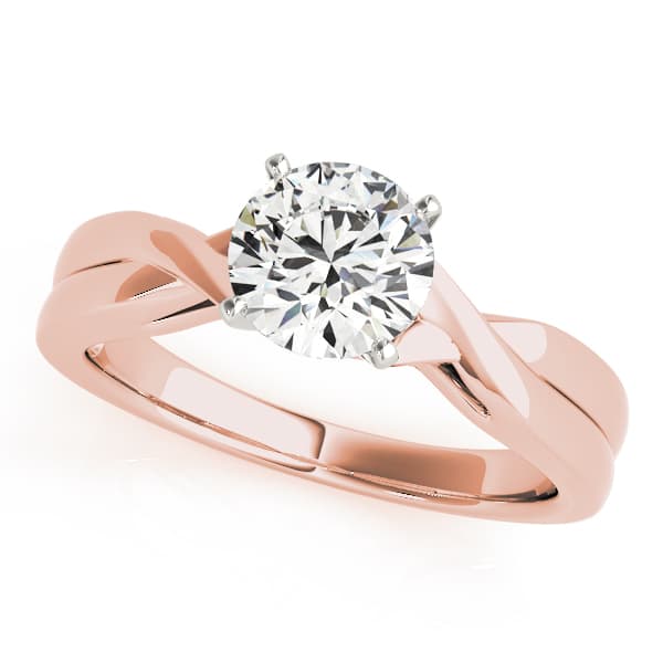 Solitaire Twisted Engagement Ring, style 83516, Front view in rose gold