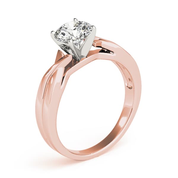 Solitaire Twisted Engagement Ring, style 83516, Angle view in rose gold