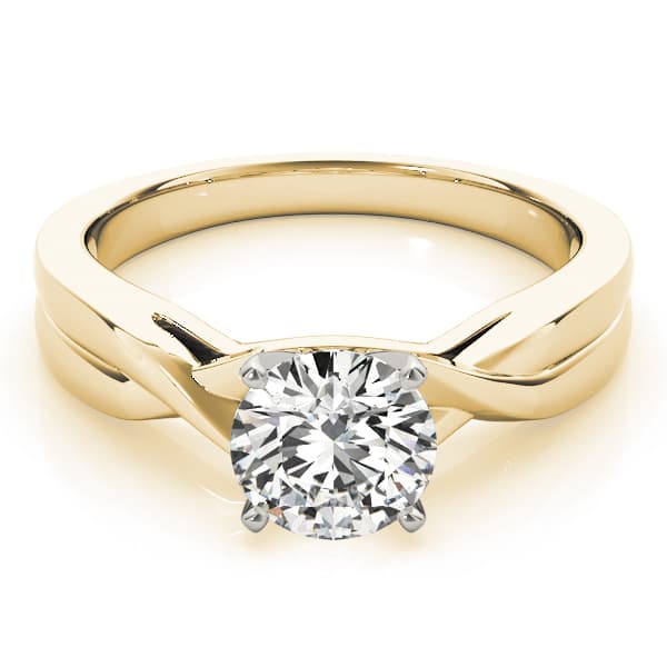 Solitaire Twisted Engagement Ring, style 83516, On hand view in yellow gold