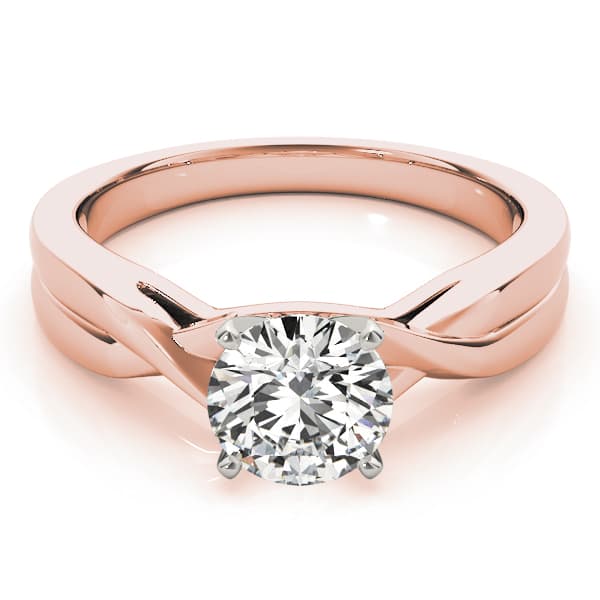 Solitaire Twisted Engagement Ring, style 83516, On hand view in rose gold