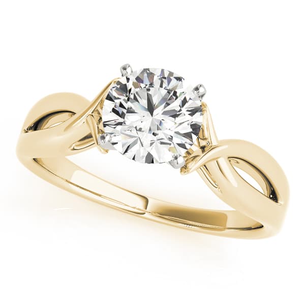 Twisted Shank Solitaire Engagement Ring, style 83517, Front view in yellow gold