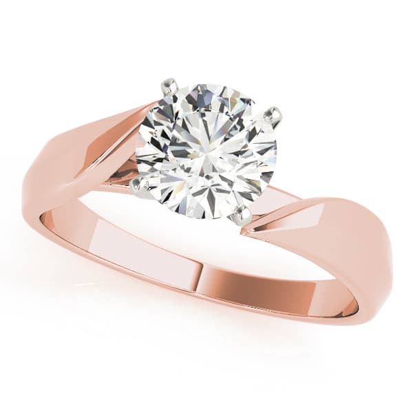 Solitaire Prong Set Engagement Ring, style 83518, Front view in rose gold