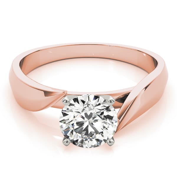 Solitaire Prong Set Engagement Ring, style 83518, On hand view in rose gold