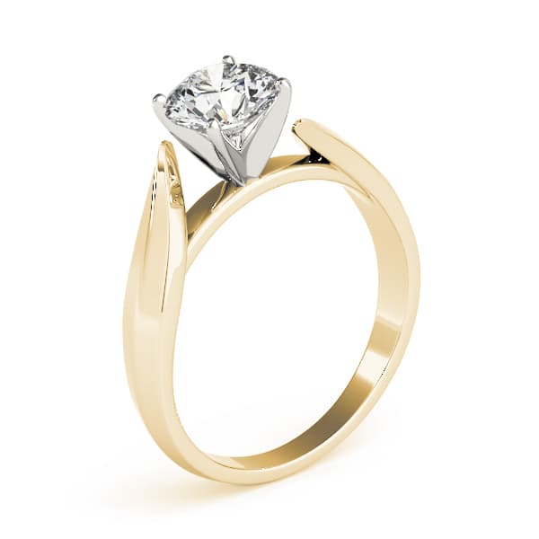 Solitaire Prong Set Engagement Ring, style 83518, Top view in yellow gold