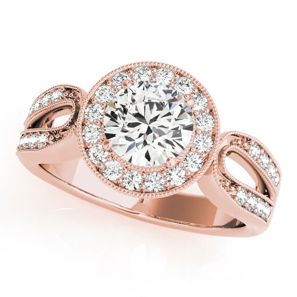 Halo Round Engagement Ring, style 83524, Front view in rose gold