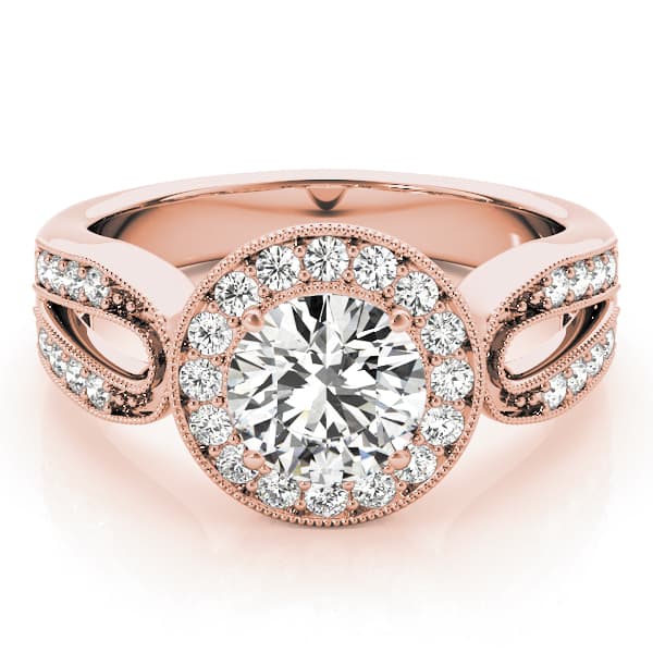 Halo Round Engagement Ring, style 83524, On hand view in rose gold