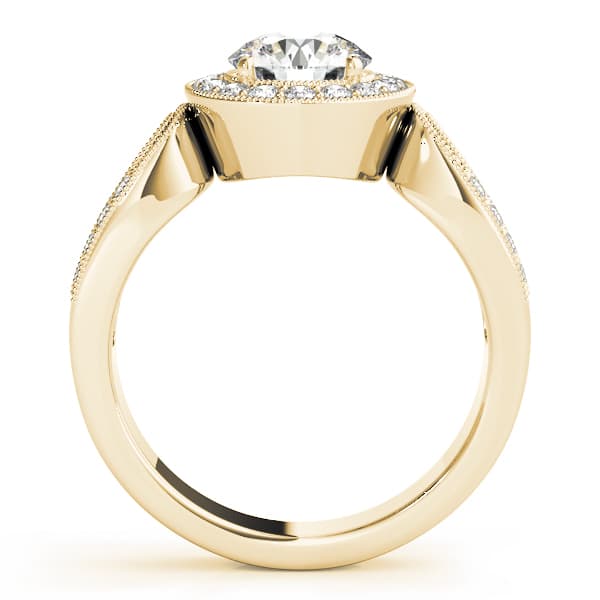 Halo Round Engagement Ring, style 83524, Side view in yellow gold