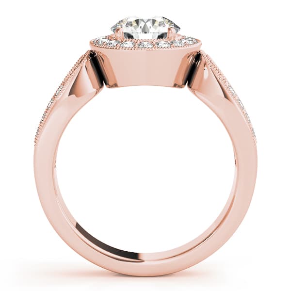 Halo Round Engagement Ring, style 83524, Side view in rose gold