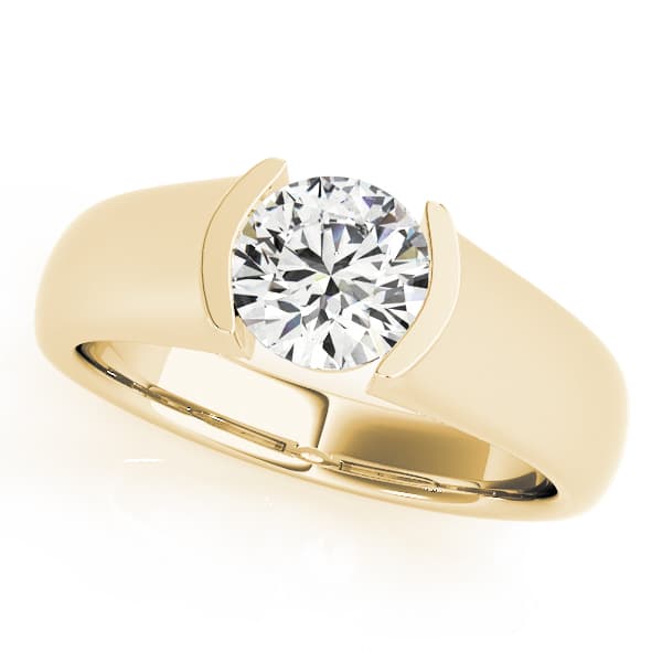 Half Bezel Solitaire Engagement Ring in Yellow gold
