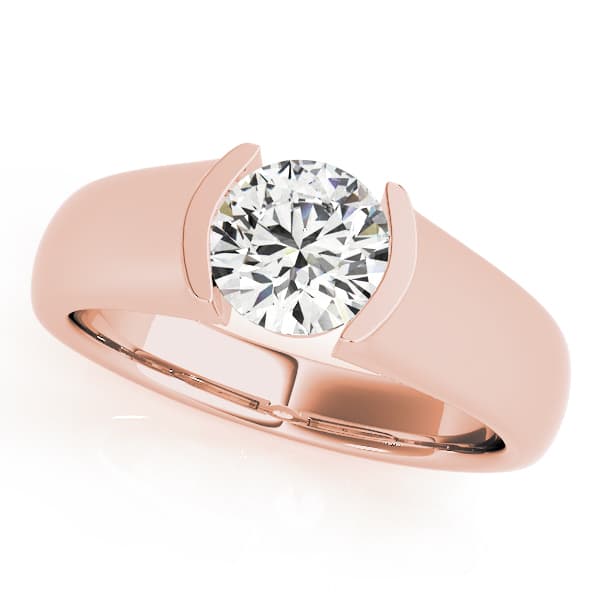 Half Bezel Solitaire Engagement Ring, style 83525, Front view in rose gold